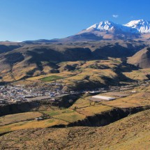 The village Putre with the mountains Nevados del Putre in the background